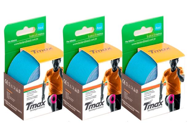 Kit 3 Fitas Kinésio Bandagem Adesiva Tmax - Azul - Bioland Menor preço em Kit 3 Fitas Kinésio Bandagem Adesiva Tmax - Azul - Bioland