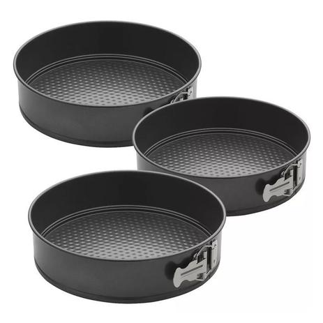 Menor preço em Kit 3 Formas Bolos Tortas Fundo Removível Redondo 24 26 e 28 - NM