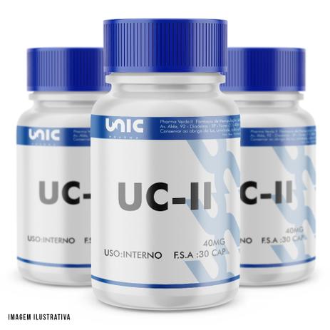 Kit 3 Frascos de UC-II (Colágeno Tipo 2) 40mg 30 caps - Unicpharma Menor preço em Kit 3 Frascos de UC-II (Colágeno Tipo 2) 40mg 30 caps - Unicpharma
