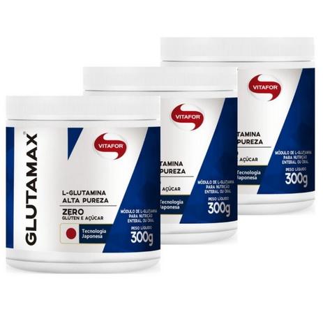 Kit 3 glutamina glutamax em pó vitafor 300g Menor preço em Kit 3 glutamina glutamax em pó vitafor 300g