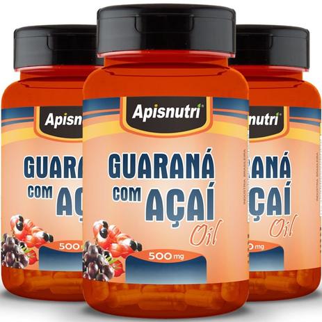 Kit 3 Guaraná com Açaí 500mg Oil Apisnutri 60 Cápsulas Menor preço em Kit 3 Guaraná com Açaí 500mg Oil Apisnutri 60 Cápsulas