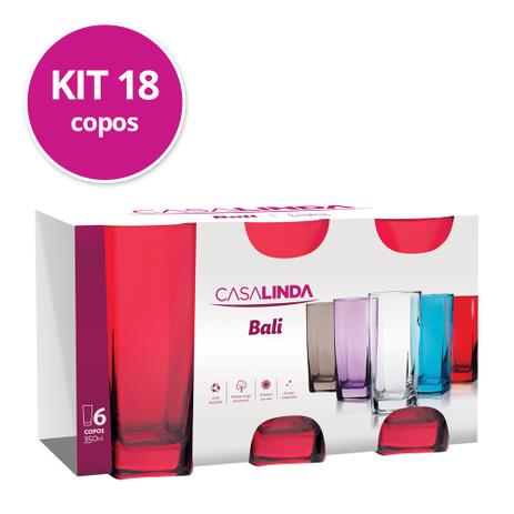 Kit 3 Jogos De Copo Vidro Bali 320ml Vermelho Colorido - Casa linda Menor preço em Kit 3 Jogos De Copo Vidro Bali 320ml Vermelho Colorido - Casa linda