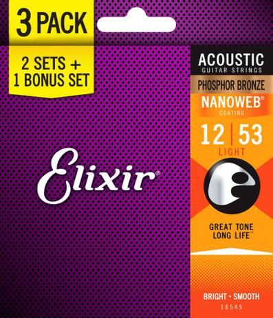kit 3 jogos de cordas VIOLAO ACO ELIXIR 012 LIGHT PHOSPHOR BRONZE Menor preço em kit 3 jogos de cordas VIOLAO ACO ELIXIR 012 LIGHT PHOSPHOR BRONZE