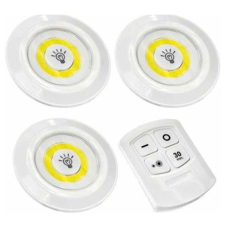 Kit 3 Lâmpada Luminaria Led Spot Sem Fio Controle Remoto Pilha - On Line Menor preço em Kit 3 Lâmpada Luminaria Led Spot Sem Fio Controle Remoto Pilha - On Line