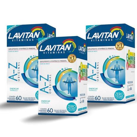 Kit 3 Lavitan A-Z Homem 60 comprimidos - Cimed Menor preço em Kit 3 Lavitan A-Z Homem 60 comprimidos - Cimed