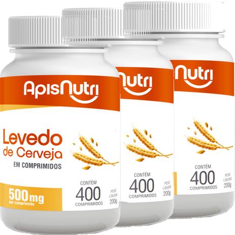 Kit 3 Levedo de Cerveja 500mg Apisnutri 400 Comprimidos Menor preço em Kit 3 Levedo de Cerveja 500mg Apisnutri 400 Comprimidos