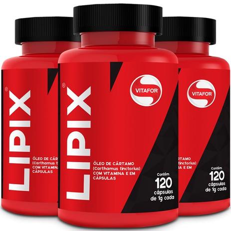 Kit 3 Lipix Óleo de Cartamo Vitafor 120 cápsulas Menor preço em Kit 3 Lipix Óleo de Cartamo Vitafor 120 cápsulas
