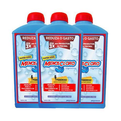 Kit 3 Litros de produto de piscina MENOS CLORO Menor preço em Kit 3 Litros de produto de piscina MENOS CLORO
