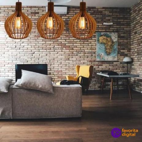 Kit 3 Luminária Lustre Pendente Madeira Redondo Munique 40CM - Brovália é boa?
