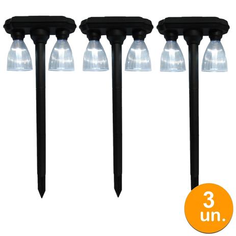 Kit 3 Luminária Solar jardim 4 leds branco 63 cm balizador pvc chão prova de água - Ecoforce Menor preço em Kit 3 Luminária Solar jardim 4 leds branco 63 cm balizador pvc chão prova de água - Ecoforce