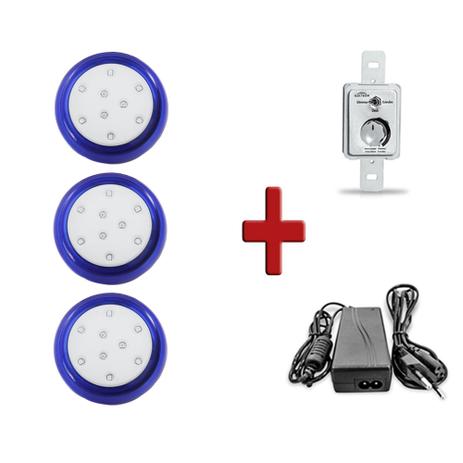 Kit 3 Luminárias de Piscina 9w 80mm Led Branco 6000k Cp Azul + Controle +Fonte - Iluctron é boa?