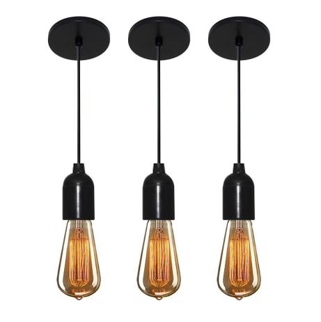 Kit/3 Lustre Pendente Luminaria Md-4149 Suporte Para Lampada / Não Inclusa - Vivare iluminação é boa?