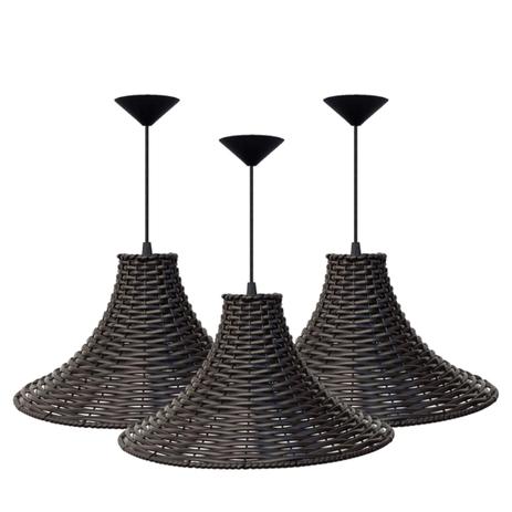 Kit 3 Lustres Pendentes Luminária Chapéu Chinês De Junco Marrom 20x36 - Decora Na Net é ruim? Kit 3 Lustres Pendentes Luminária Chapéu Chinês De Junco Marrom 20x36 - Decora Na Net é boa?