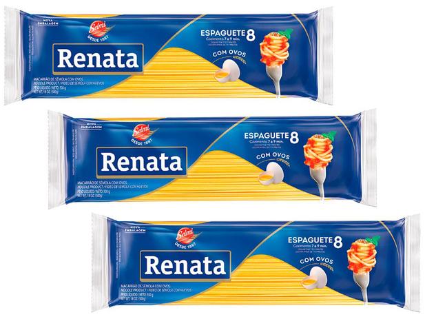 Kit 3 Macarrão Espaguete 8 Com Ovos Renata 500g Menor preço em Kit 3 Macarrão Espaguete 8 Com Ovos Renata 500g