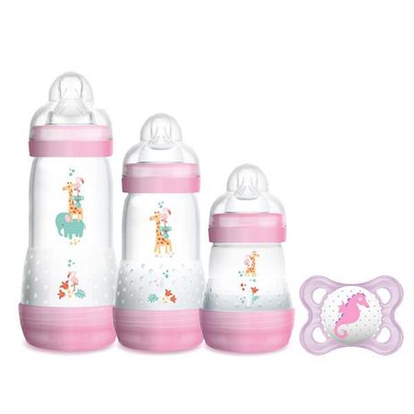 Kit 3 Mamadeiras 160ml, 260ml e 320ml Autoesterilizável Girafa e Chupeta Menina - MAM Menor preço em Kit 3 Mamadeiras 160ml, 260ml e 320ml Autoesterilizável Girafa e Chupeta Menina - MAM