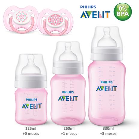Kit 3 Mamadeiras Avent Classica Com Chupeta 0 A 6 Meses Rosa Menor preço em Kit 3 Mamadeiras Avent Classica Com Chupeta 0 A 6 Meses Rosa