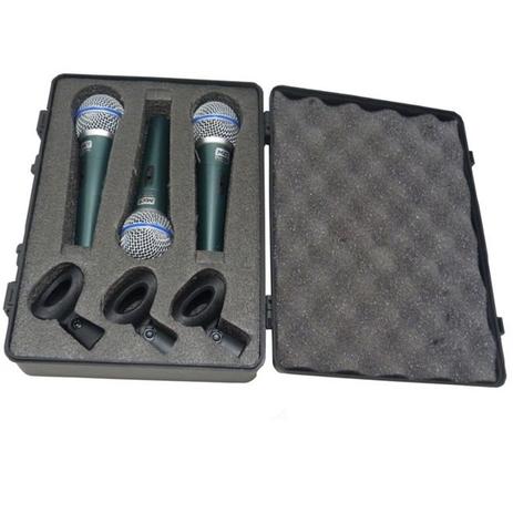 Kit 3 Microfone Mxt Bt-58A Dinâmico Pro Cardióide Com maleta Menor preço em Kit 3 Microfone Mxt Bt-58A Dinâmico Pro Cardióide Com maleta