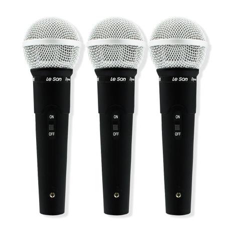 Kit 3 Microfones Dinâmicos Mão Leson Ls50 K3 Preto Sem Fio Menor preço em Kit 3 Microfones Dinâmicos Mão Leson Ls50 K3 Preto Sem Fio