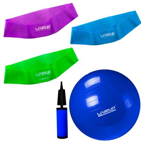 Kit 3 Mini Bands Tensao Media + Forte + Super Forte + Bola 65 Cm com Bomba Liveup Menor preço em Kit 3 Mini Bands Tensao Media + Forte + Super Forte + Bola 65 Cm com Bomba Liveup