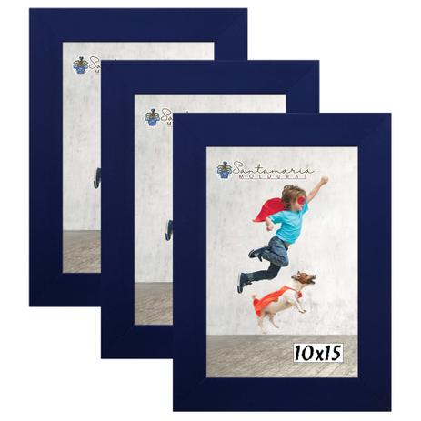 Kit 3 Molduras Porta Retrato 10X15 Azul - Santamaria molduras Menor preço em Kit 3 Molduras Porta Retrato 10X15 Azul - Santamaria molduras