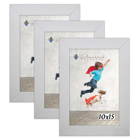 Kit 3 Molduras Porta Retrato 10X15 Branco - Santamaria molduras Menor preço em Kit 3 Molduras Porta Retrato 10X15 Branco - Santamaria molduras