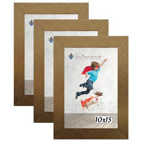 Kit 3 Molduras Porta Retrato 10X15 Dourado - Santamaria molduras Menor preço em Kit 3 Molduras Porta Retrato 10X15 Dourado - Santamaria molduras