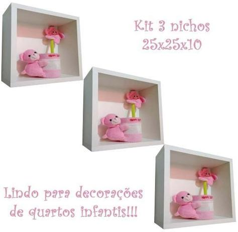 Kit 3 Nichos Com Fundo 25x25x10-100mdf - Virtude móveis Menor preço em Kit 3 Nichos Com Fundo 25x25x10-100mdf - Virtude móveis