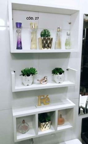 Kit 3 Nichos Mdf Branco Banheiro Organizador Papel Shampoo - Decorarte Menor preço em Kit 3 Nichos Mdf Branco Banheiro Organizador Papel Shampoo - Decorarte
