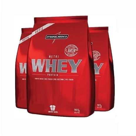 Kit 3 Nutri Whey Protein 907g Refil - IntegralMédica Menor preço em Kit 3 Nutri Whey Protein 907g Refil - IntegralMédica