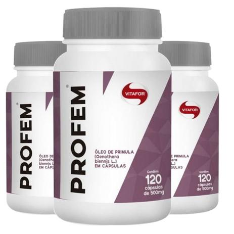 Kit 3 Óleo de Prímula Profem 500mg Vitafor 120 cápsulas Menor preço em Kit 3 Óleo de Prímula Profem 500mg Vitafor 120 cápsulas