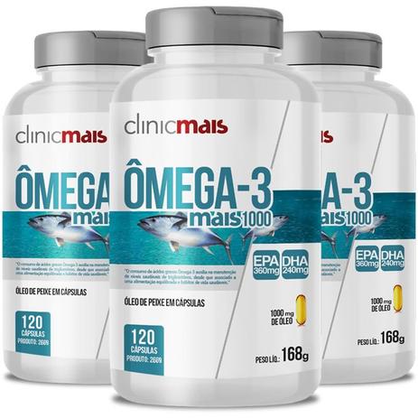 Kit 3 ômega 3 mais 1000mg chá mais 120 cápsulas Menor preço em Kit 3 ômega 3 mais 1000mg chá mais 120 cápsulas