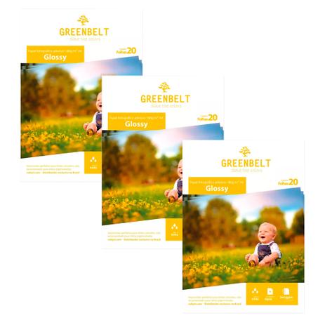 Kit 3 Pacotes 20 Folhas Papel Fotográfico Adesivo Glossy 180g Greenbelt A4 Menor preço em Kit 3 Pacotes 20 Folhas Papel Fotográfico Adesivo Glossy 180g Greenbelt A4