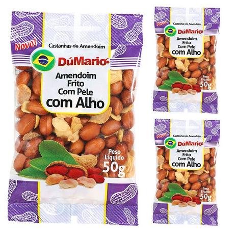 Kit 3 Pacotes Amendoim com Alho Frito com Casca Salgado 50 gramas - Amendoim dumario é boa?