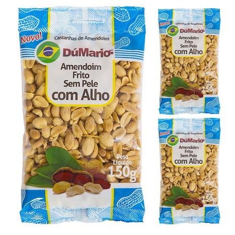 Kit 3 Pacotes Amendoim com Alho Frito sem Casca Salgado 150 gramas - Amendoim dumario Menor preço em Kit 3 Pacotes Amendoim com Alho Frito sem Casca Salgado 150 gramas - Amendoim dumario