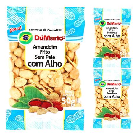 Kit 3 Pacotes Amendoim com Alho Frito sem Casca Salgado 50 gramas - Amendoim dumario Menor preço em Kit 3 Pacotes Amendoim com Alho Frito sem Casca Salgado 50 gramas - Amendoim dumario