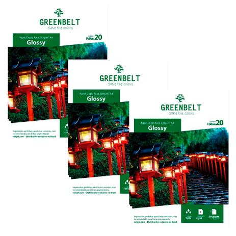 Kit 3 Pacotes com 20 folhas Papel Glossy A4 230g Greenbelt Menor preço em Kit 3 Pacotes com 20 folhas Papel Glossy A4 230g Greenbelt