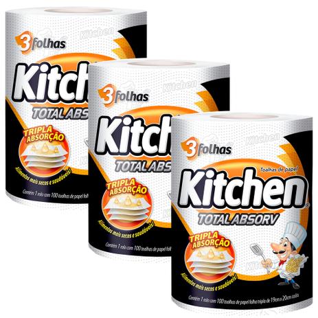 Kit 3 pacotes Papel TOALHA FOLHA TRIPLA KITCHEN - 300 FOLHAS - Softys Menor preço em Kit 3 pacotes Papel TOALHA FOLHA TRIPLA KITCHEN - 300 FOLHAS - Softys