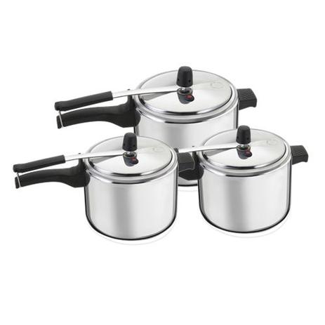 Kit 3 Panelas De Pressão Polida 4.5, 4.5, 10 Litros - Nacional Menor preço em Kit 3 Panelas De Pressão Polida 4.5, 4.5, 10 Litros - Nacional