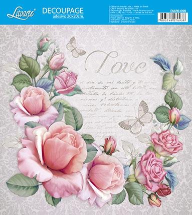 Kit 3 Papel Decoupage Adesiva 20X20 Love DA20-099 - Litoarte é boa?