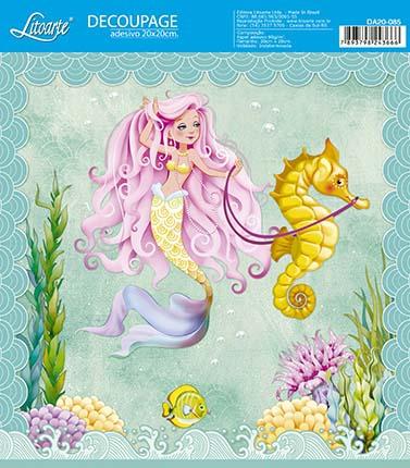 Kit 3 Papel Decoupage Adesiva 20X20 Sereia Cavalo Marinho DA20-085 - Litoarte Menor preço em Kit 3 Papel Decoupage Adesiva 20X20 Sereia Cavalo Marinho DA20-085 - Litoarte