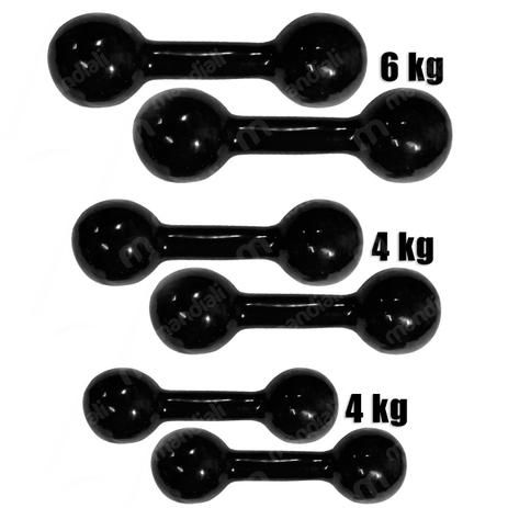 Kit 3 Pares de Halter com 1 Par de 2kg + 1 Par de 4kg + 1 Par de 6 Kg Emborrachado Preto Mega Peso Menor preço em Kit 3 Pares de Halter com 1 Par de 2kg + 1 Par de 4kg + 1 Par de 6 Kg Emborrachado Preto Mega Peso