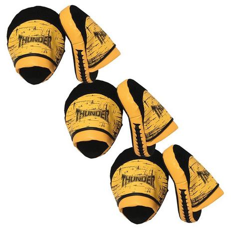 Menor preço em kit 3 pares - Luva De Foco Manopla Soco Tradicional - Boxe / Muay Thai / Kickboxing / MMA / karatê / krav Maga  - Thunder Fight - Amarelo  ref 106