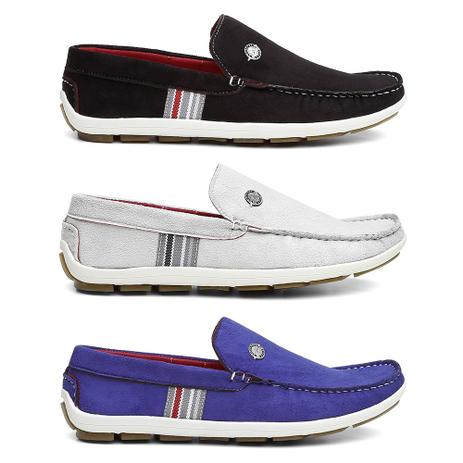Kit 3 Pares Mocassim Drive Masculino Preto/Gelo/Azul - Lorenzzo lopez Menor preço em Kit 3 Pares Mocassim Drive Masculino Preto/Gelo/Azul - Lorenzzo lopez