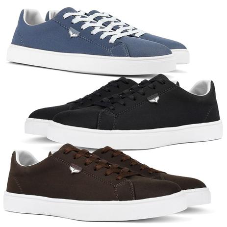 Kit 3 Pares Sapatênis Skatista Casual Rebento Em Lona Confortável Preto  Café e Azul - No Magalu - Magazine Luiza