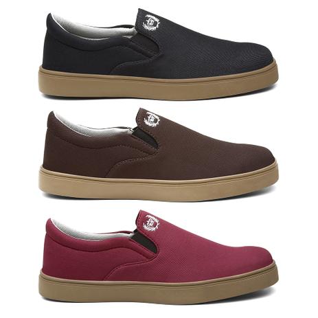Kit 3 Pares Sapatenis Tenis Iate Masculino Preto/Café/Bordo - Lorenzzo lopesz Menor preço em Kit 3 Pares Sapatenis Tenis Iate Masculino Preto/Café/Bordo - Lorenzzo lopesz