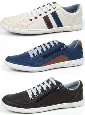 Kit 3 Pares Sapatenis Top Franca Shoes Casual - Sapatênis Masculino - Magazine Luiza