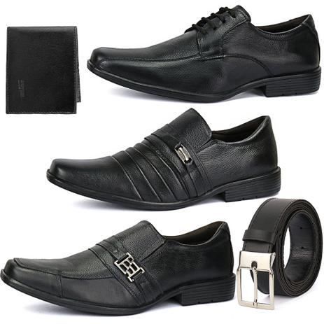 Kit 3 Pares Sapato Social Em Couro Bico Fino Com Cinto E Carteira - Wsshoes Menor preço em Kit 3 Pares Sapato Social Em Couro Bico Fino Com Cinto E Carteira - Wsshoes