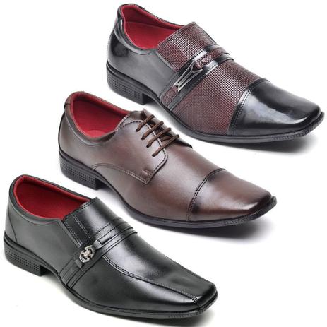 Kit 3 Pares Sapato Social Masculino Casual Confort Dia a Dia Top Flex - Sapato  Social Masculino - Magazine Luiza