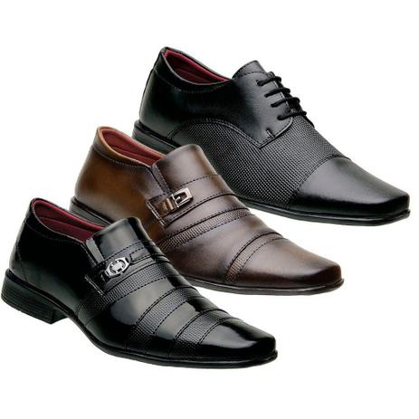 Kit 3 Pares Sapato Social Masculino Danyum em Sintético DNKIT05 - Danyun - Sapato Social Masculino - Magazine Luiza