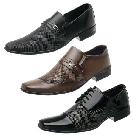 Kit 3 Pares Sapato Social Premim San Lorenzo - Sapato Social Masculino - Magazine Luiza